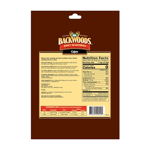 LEM Products Backwoods Cajun Jerky Seasoning, Ideal for Wild Game and Domestic Meat, Seasons Up to 25 Pounds of Meat