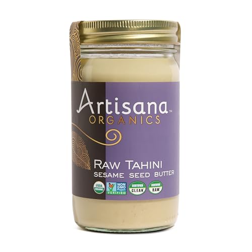 Artisana Organics Raw Tahini Sesame Seed Butter - Just One Ingredient, Unroasted, Vegan, Paleo and Keto Friendly, Non-GMO, 14oz Jar