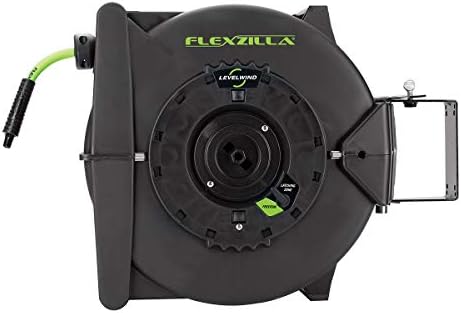 Flexzilla Levelwind Retractable Air Hose Reel, 3/8 in. x 75 ft., Heavy Duty, Lightweight, Hybrid, ZillaGreen - L8306FZ