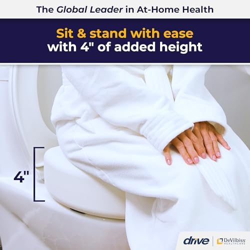 AquaSense 4-Inch Portable Toilet Seat Riser, Elevated Seat for Seniors | Elevated Seat Offers Easy Installation and Sturdy