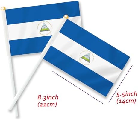 25 PCS Nicaragua Handheld Small Flag,Nicaraguan Nicaragüense Hand held Mini Decor Decoration Banner