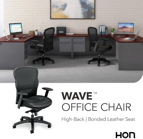 HON Wave Ergonomic Office Chair, Lumbar Support, Desk Chair, Black | High back ergonomic office desk chair with lumbar support, adjustable arms, office decor, advanced tilt for comfort