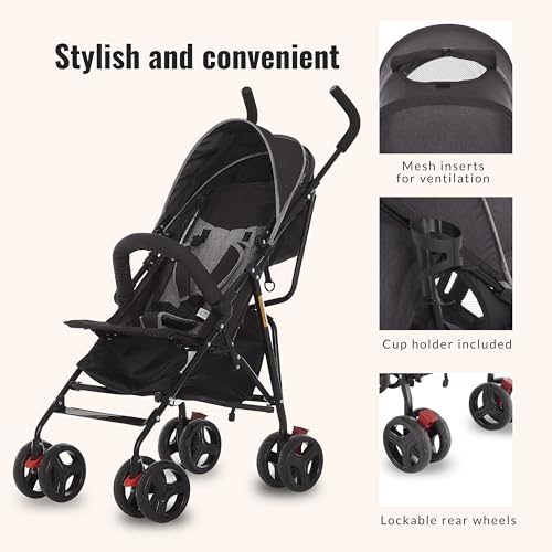 Dream On Me Vista Moonwalk Baby Stroller in Light Gray, Lightweight Infant Stroller with Compact Fold