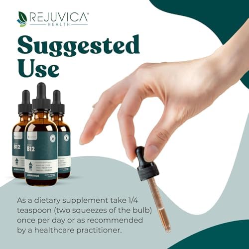 Rejuvica Health Essential B-12 Liquid B12, Supports Energy and a Healthy Nervous System - Convenient Liquid Dropper Absorbs Fast & Tastes Great