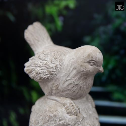 Small Cement Bird Statue, Gray Concrete Finish (8.25 X 5.25 X 6.25 In.) | Decorative Cement Bird Figurine With A Gray Concrete Finish, Ideal For Tables, Patios, Lawns, Yards, And Home Décor.