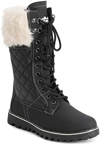 POLAR Womens Faux Fur Warm Thermal Waterproof Outdoor Walking Snow Winter Rubber Sole Calf Boots