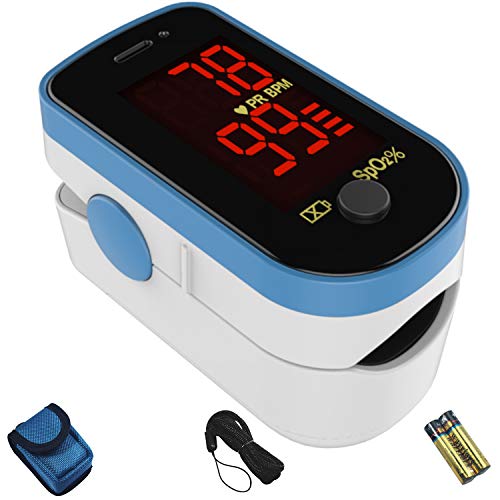 CHOICEMMed Finger Pulse Oximeter, Blood Oxygen Saturation Monitor, Fingertip O2 Sensor with LED Display, Pulse Rate Reader