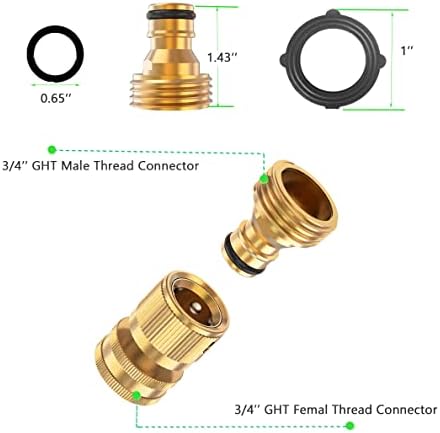 BoArt Garden Hose Quick Connector Set, Solid Brass 3/4 Inch Water Fitings Thread Easy Connect No-Leak Male Female 6 Sets