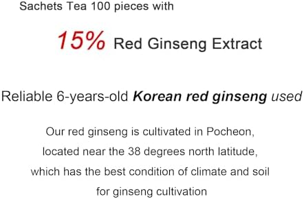 Pocheon 300g(10.6oz), Korean 6Years Panax Red Ginseng Root Extract Tea Gold, 100 Tea Bags, 15% Ginseng Extract, Natural Immune Support