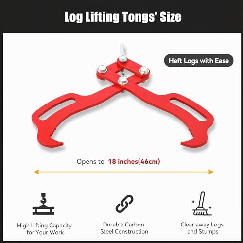 Garvee 28 in Log Lifting Tongs, Log Grabber, Skidding Log Lifting Tongs Timber, Heavy Dut Solid Steel Swivel Dragging Steel Tongs Log Lifting Lumber Skidding Tongs Logging Grabber(4 Claw)
