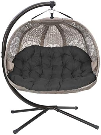 FlowerHouse Hanging Pumpkin Patio Chair - Dreamcatcher Black Cushion
