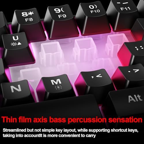 Wired RGB Gaming Membrance Keyboard. 60 Percent Mini Creamy LED Computer Keyboard .Small Ergonomic Clicky Teclado with ABS Backlit Unreplaceable