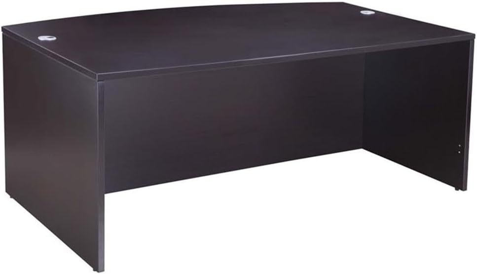 Boss Office Products Belarus Executive U-Shape Curved Bow Desk with Hutch and File Storage Pedestal, 71", Mocha