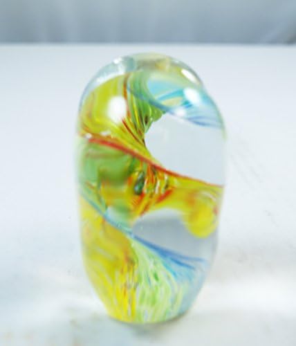 M Design Art Handcraft Glass Rainbow Wave Art Heart Glass Paperweight