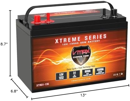 VMAX XTR31-135 Golf Cart and marine 1500MCA AGM Group 31 Deep Cycle Battery 12V 135Ah