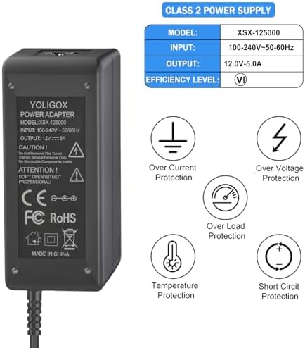 12V Power Cord Compatible with Arcade1up Game Machine - for All Riser Cocktail Tables (RYJ0136PAU0-1-2-3-4- RYJ0136PAU5), BIton BI36-120300-U2