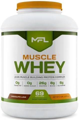 MFL Muscle Whey Protein l 28g of Protein l 8g BCAAs l Keto Friendly l Low Carbs l 5 lbs. (Vanilla Bean)
