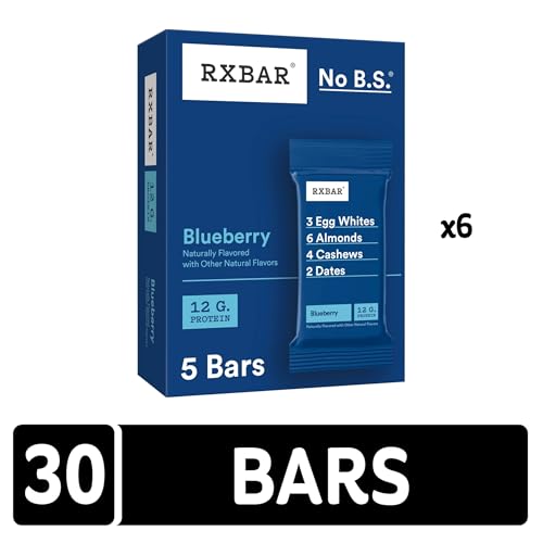RXBAR Protein Bars, 12g Protein, Gluten Free Snacks, Blueberry, 22oz Box (12 Bars)
