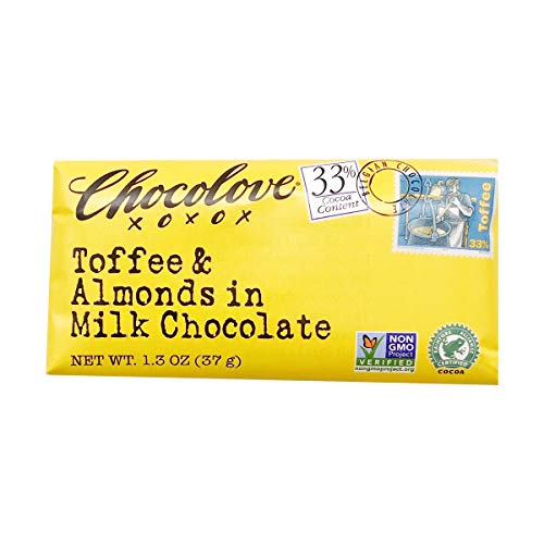 Chocolove Toffee and Almond Milk Chocolate Mini Bar, 1.3-Ounces (Pack of 12)