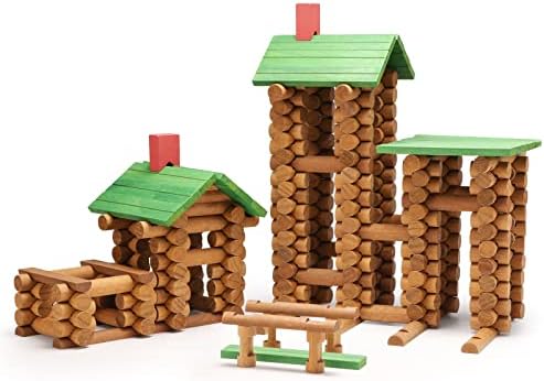SainSmart Jr. 450 PCS Wooden Log Cabin Set Building House Toy for Toddlers, Classic STEM Construction Kit with Colorful Wood Logs Blocks for 3+ Years Old