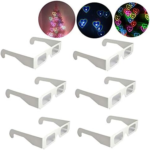 30 Packs Rainbow Hearts Diffraction Glasses Heart Shapes 3D Glasses Special Effect Light for Outdoor Music Party/Bar/Fireworks