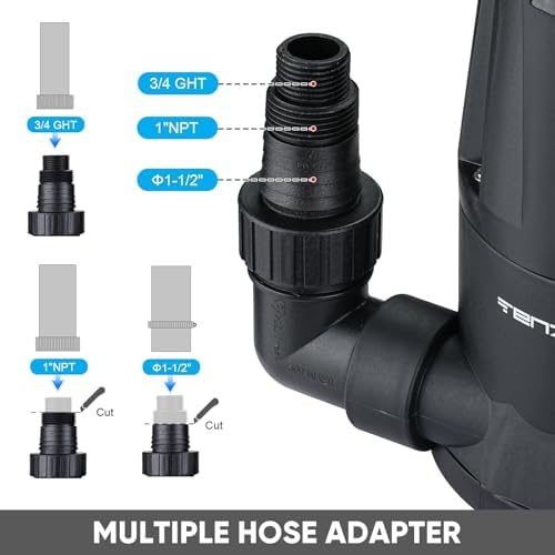 Sump Pump, 1/3 HP 1850GPH Automatic Submersible Utility Water Pump, Portable Electric Low Level Drain Water Removal Pump with Sensor Switch for Swimming Pool Basement Garden Pond Draining