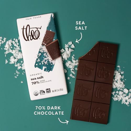 Theo Mint Organic Dark Chocolate Bar, 70% Cacao, 1 Bar | Vegan, Fair Trade