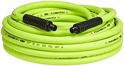 Flexzilla Air Hose, 3/8 in. x 50 ft., 3/8 in. MNPT Fittings, Heavy Duty, Lightweight, Hybrid, ZillaGreen - HFZ3850YW3