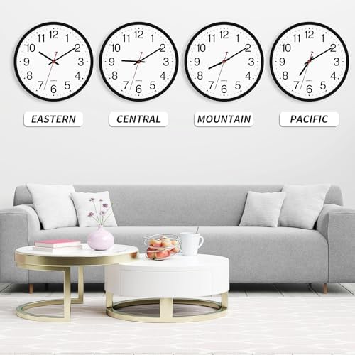 Foxtop 12 Inch Wall Clock Silent Battery Operated Analog Clock, Black