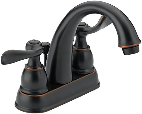 Delta Windemere Centerset Oil Rubbed Bronze Bathroom Faucet, 4 Inch 3 Hole Bathroom Sink Faucet for Vanity, Metal Push-Pop Drain Assembly