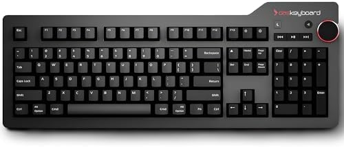 Das Keyboard 4 Professional for Mac Wired Mechanical Keyboard, Cherry MX Blue Mechanical Switches, 2-Port USB 3.0 Hub, Volume Knob, Aluminum Top (104 Keys, Black)