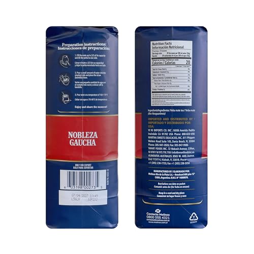 Nobleza Gaucha Yerba Mate Herbal Tea with Sterm | Traditional Argentina Brew USA-Specific Packaging 2.2 lbs - 3 Packs