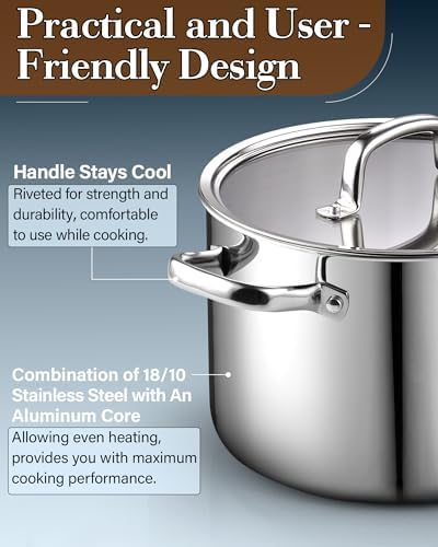 Cook N Home 7-Piece Tri-Ply Clad Stainless Steel Cookware Pots & Pans Set