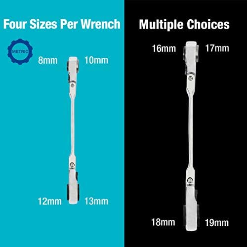 DURATECH 4-in-1 Flex-Head Ratcheting Wrench Set, 2-Piece, SAE