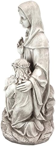 Design Toscano Anne with Young Mother Mary Holy Religious Garden Statue, 12 inches wide, 21 inches tall, Cast Stone Resin, Antique Stone Finish