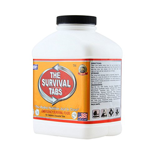 Survival Tabs – Emergency Food Supply – 10-Day Chocolate Tabs, High-Protein | Loaded with 15 key vitamins and minerals for everyday energy needs - fits neatly in backpacks, glove boxes, or pantry shelves