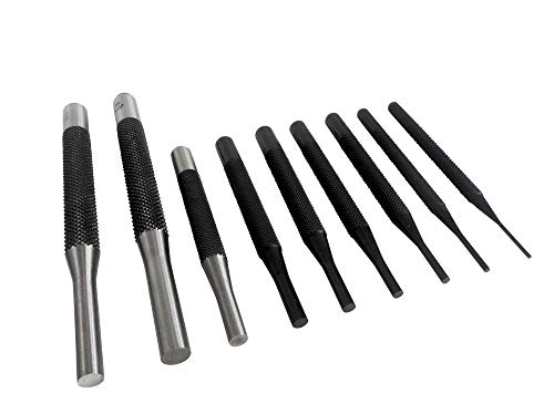 Taytools 466125 18 Piece Roll Pin Punch Set with 8 Inch Long and 4 Inch Short Pins, Includes Sizes 1/16 Through 3/8 Inch
