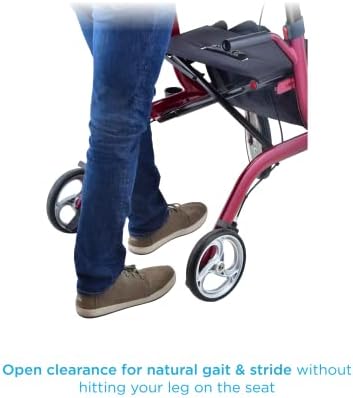 NOVA Phoenix Rise UP Rollator Upright Walker with Padded Contoured Forearm Platform, 10 Inch Front Wheels, Lightweight Foldable Stand Up Walker, Blue