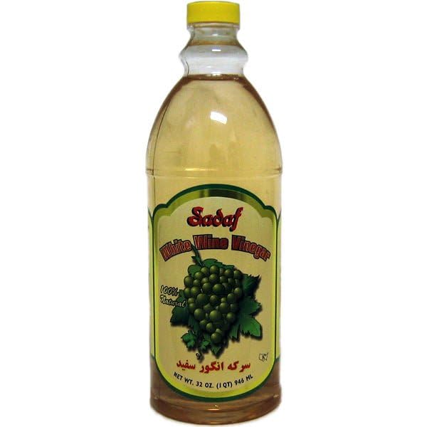 Sadaf White Wine Vinegar - 100% Natural White Wine Vinegar for Cooking and Food Enhancing - Vinagre de Vino Blanco - Kosher - 32 Oz Bottle