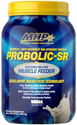 Maximum Human Performance Probolic-SR Sustained Release Protein Powder, 24g Protein, BCAAs, Glutamine, Arginine, Pre-Workout, Post-Workout