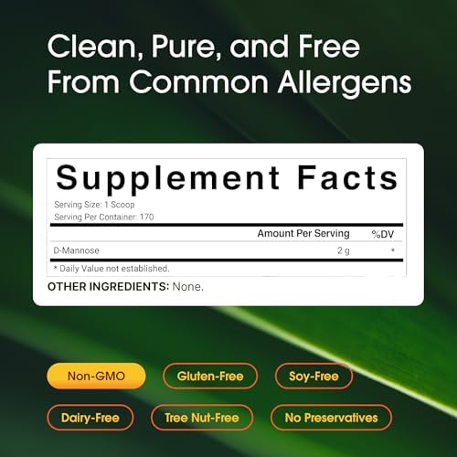 NatureBell D-Mannose Powder - 12oz - High Potency 2g Per Scoop - Fast Acting Support for Healthy Urinary Function & Bladder Wellness* - Pure