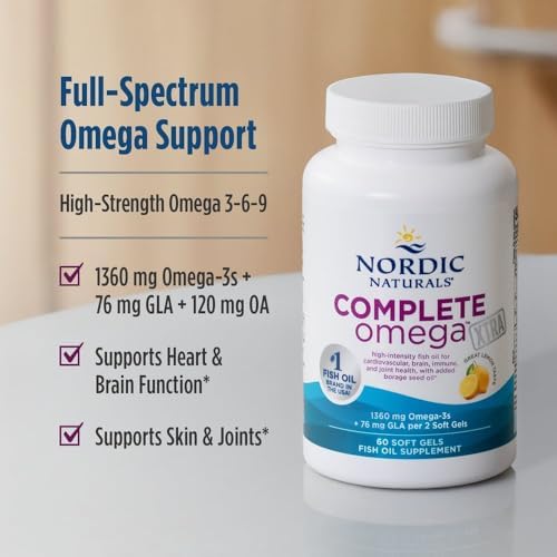 Nordic Naturals Complete Omega Xtra, GLA, Skin & Cognition - 60 Count | 1360 mg omega-3s per serving for brain