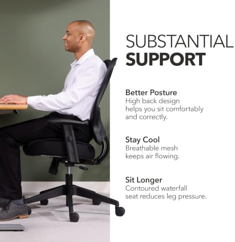 HON Wave Ergonomic Office Chair, Lumbar Support, Desk Chair, Black | High back ergonomic office desk chair with lumbar support, adjustable arms, office decor, advanced tilt for comfort