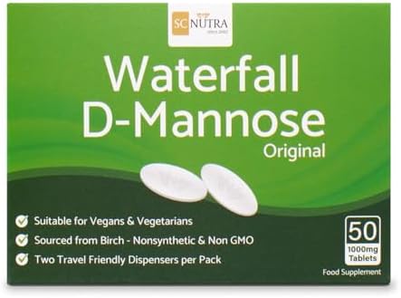 D-Mannose Tablets 1000mg - Waterfall D-Mannose sourced Naturally from Birch - 50 Tablets - SC Nutra (Sweet Cures)