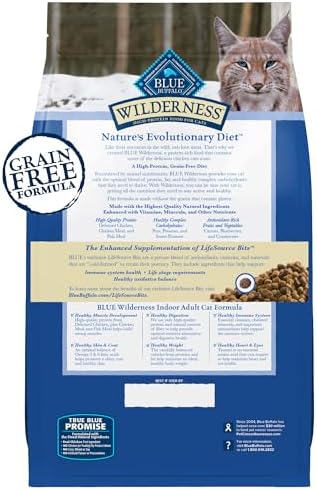 Blue Buffalo Wilderness Chicken Adult Indoor Dry Cat Food, Grain-Free, 5 lb | High Protein, Real Chicken #1 Ingredient