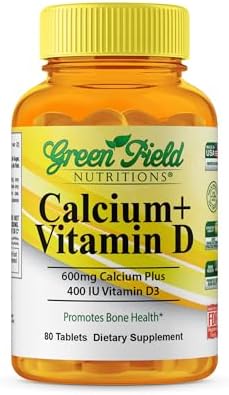 Greenfield Nutritions Halal Calcium Tablets with Vitamin D3 - Halal Calcium 600mg with Vitamin D3 400IU - 90 Halal Vitamins Calcium Tablets for