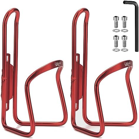 USHAKE Water Bottle Cages, Basic MTB Bike Bicycle Alloy Aluminum Lightweight Water Bottle Holder Cages Brackets(2 Pack- Drilled Holes Required)