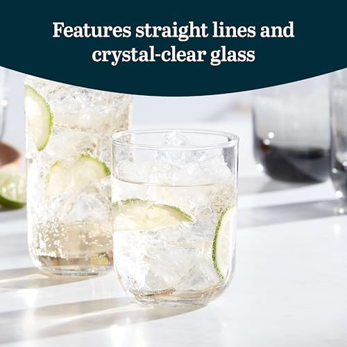 Libbey Blue Ribbon Rock Glasses Set, Artisan-Inspired Four-Dimple Shaped Glass Cups, Dishwasher Safe Whiskey Glasses Set of 8 for Dinners, Parties