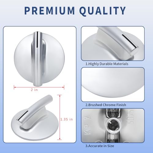 4Pcs WP74010839 Cooktop Burner Knob Replacement Part fit for Jenn-Air Stove/Range - Replaces 74010839, 7737P372-60, Not Universal