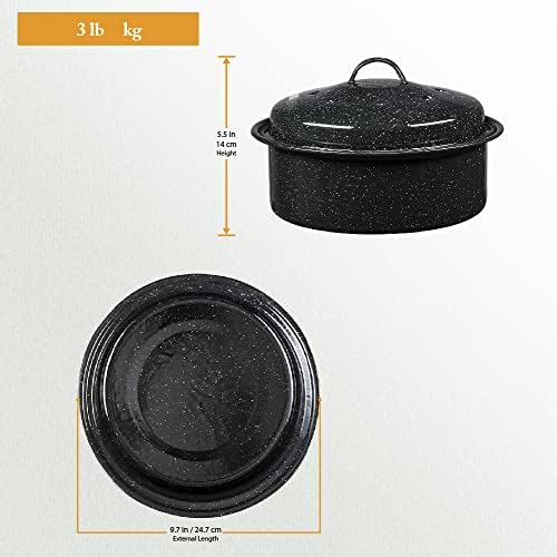 Granite Ware 13" Oval Roaster with Lid – Enameled Steel, Oven Safe to 932°F – Ideal for Roasting, Baking & Sourdough Bread – Self-Basting Cover, Dishwasher Safe, 7 lb Capacity | Oval Roaster Capacity, Roasts Up To 7 Lb Poultry Or Meat, Covered Cooking fo…